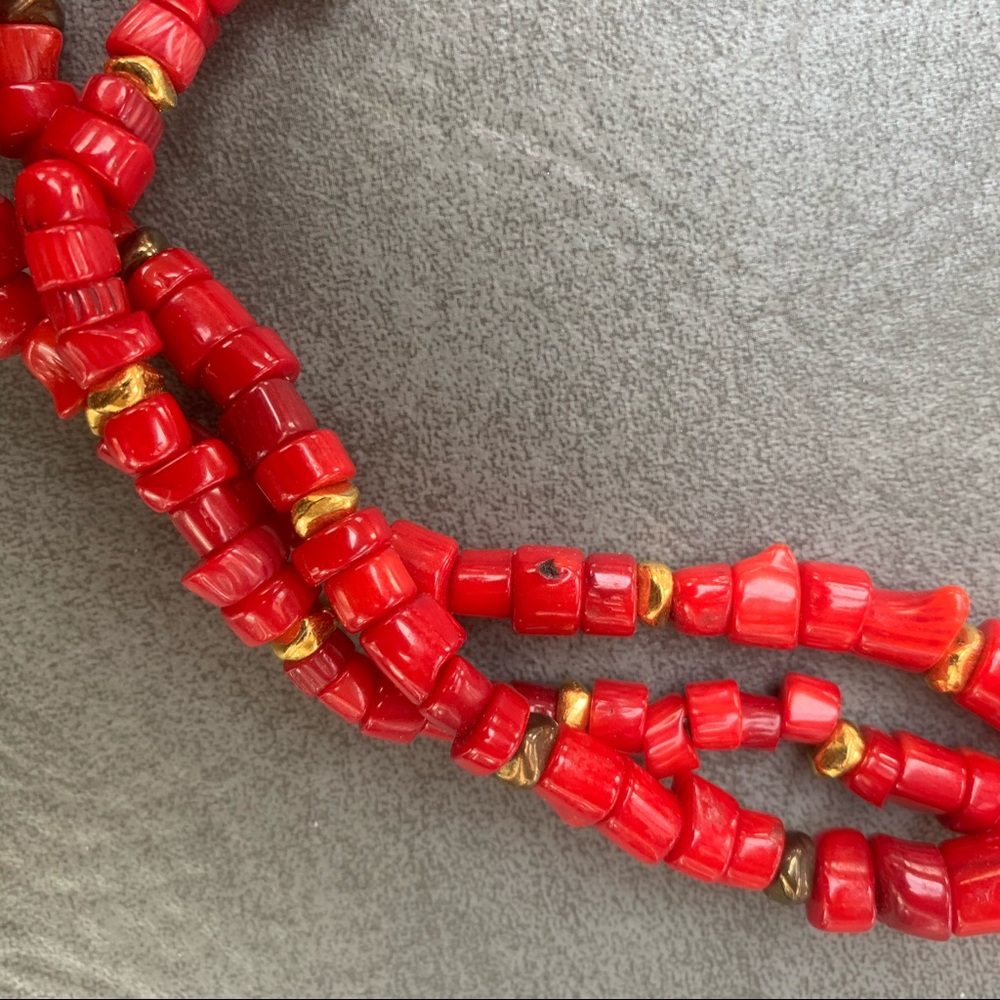 Red and Gold Layered Necklace